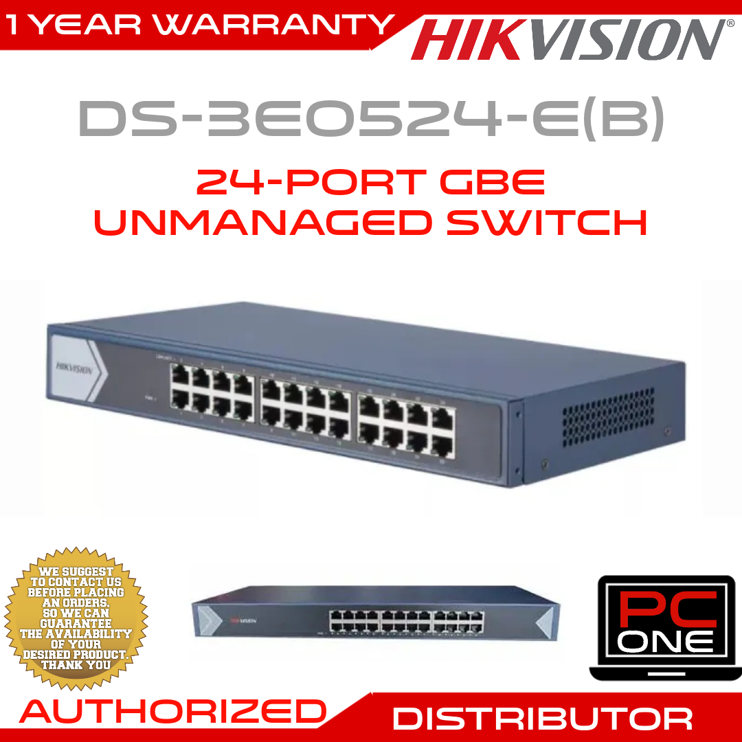 HIKVISION DS-3E0524-E(B) 24-Port GbE Unmanaged Switch [24 X Gigabit ...