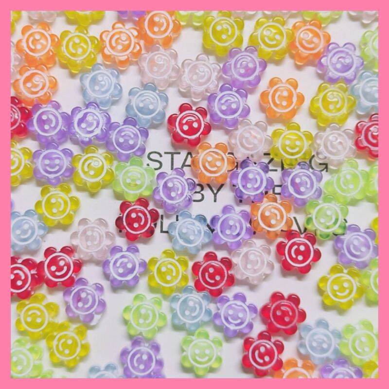 10mm Smiley flower transparent Beads use for DIY accessories Beading Materials (40pcs