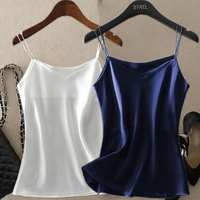 Lieoyuarn | Summer V Neck Satin Camisole Tank Top Silk Sleeveless Blouse for Women Outerwear Inner Layer Top Black Gold Two Piece Set