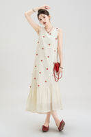 Nurture One | Cherry Embroidery Apricot Color Vest Dress For Petite Summer