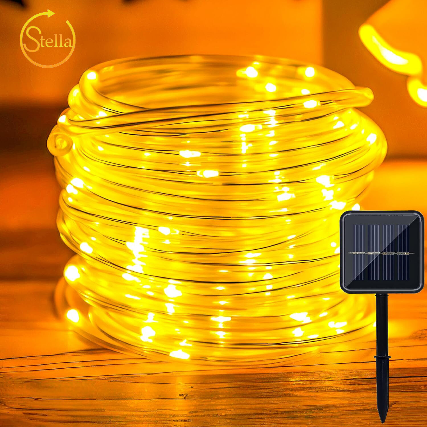 Solar Waterproof LED Rope Lights for Outdoor Decor - Warm White