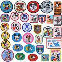 1-32Pcs Cartoon Miniso Disney Mickey Minnie Hug Patches for Clothes Embroidery Appliques Child Women Clothing Accessories Badge