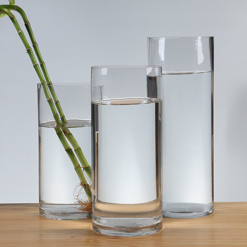 Extra Large round Floor Glass Vase Transparent Flowers Lily Rich Bamboo ...