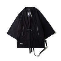 AOGZ | AOGZ Unisex Oversized Cyberpunk Kimono Style Open Cardigan Jacket Seven Sleeve Length Casual Workwear Cotton Blend Shirt