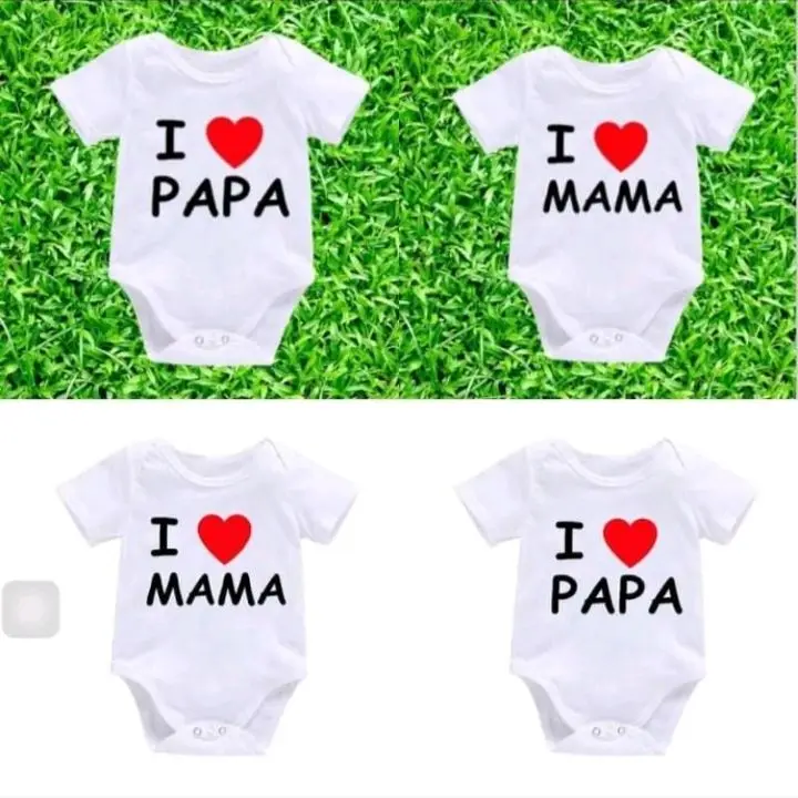 Mama and Papa print baby onesie
