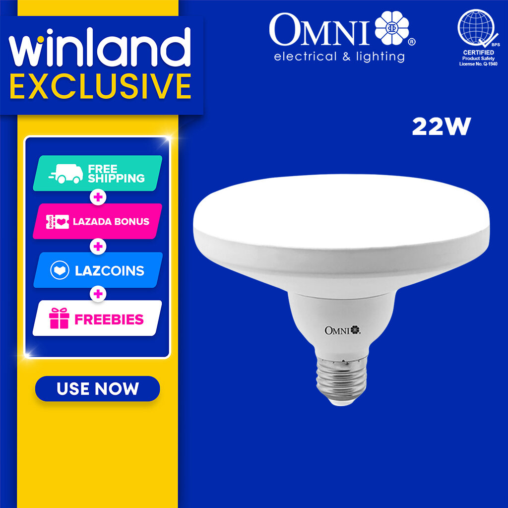 Omni by Winland Super Bright Circular LED UFO Flat Lamp 22Watts E27 Base LFE27-22W-DL Daylight