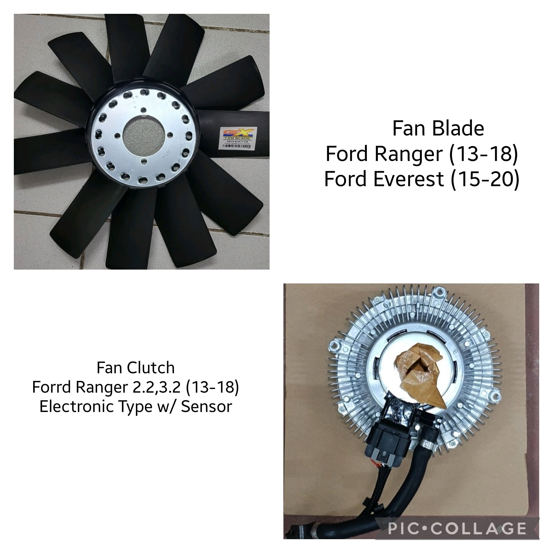 Fan Clutch Electronic Type w/Sensor & Fan Blade for Ford Ranger 2.2, 3.