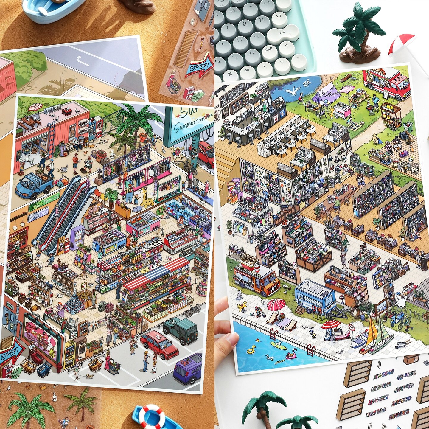 Retro Detailed Decorative Stickers Scene