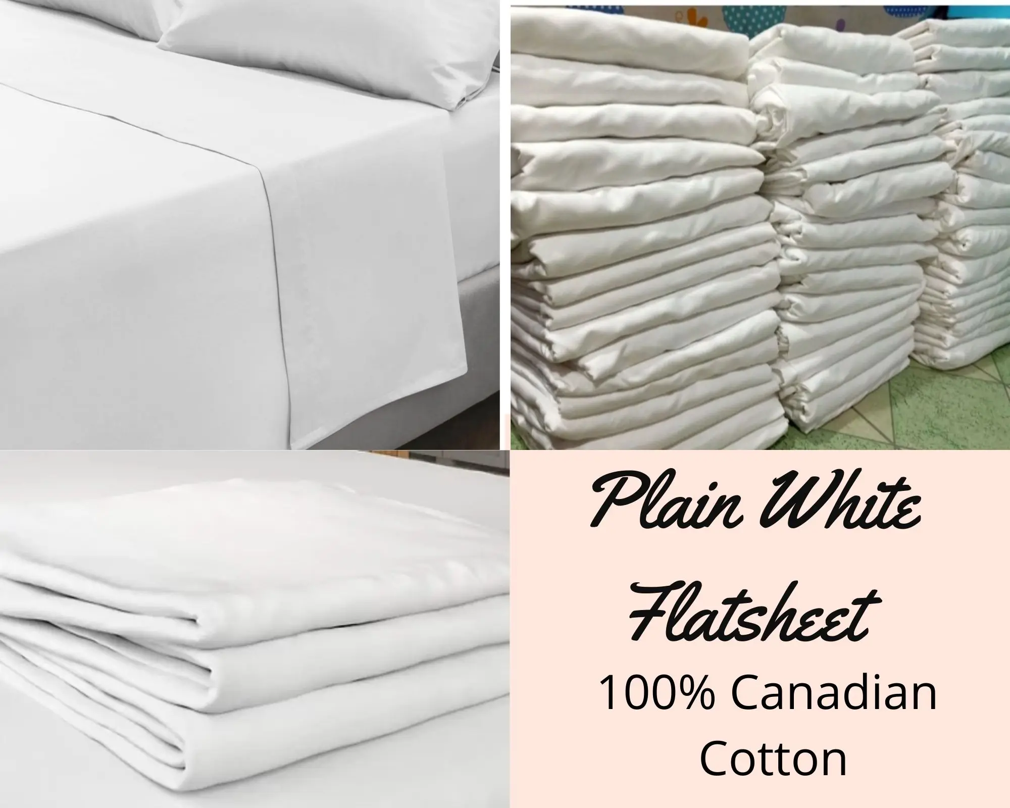 PLAIN WHITE FLATSHEET/KUMOT/BLANKET - 100% CANADIAN COTTON
