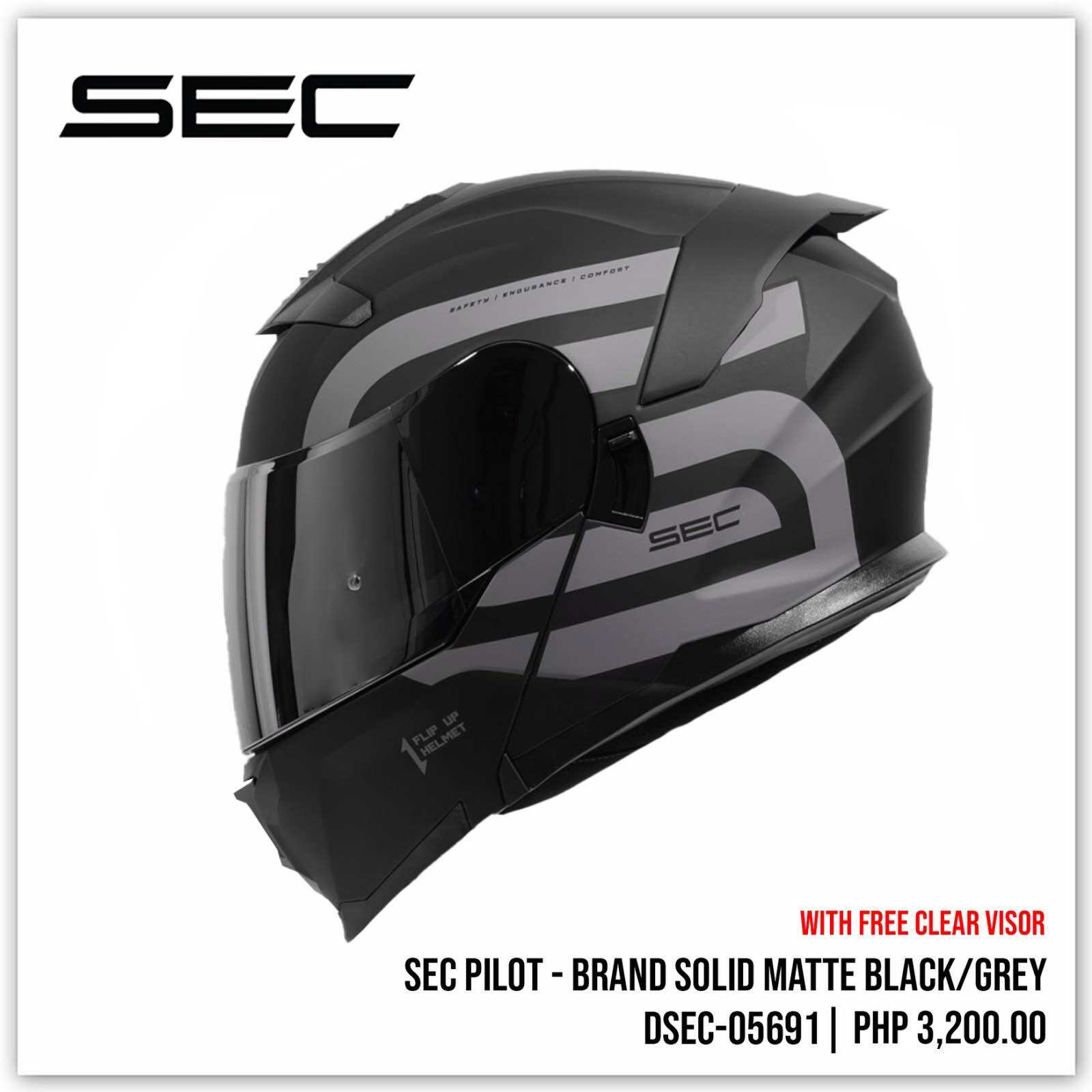 Sec pilot modular & dual visor helmet with FREE EXTRA CLEAR VISOR | Lazada  PH