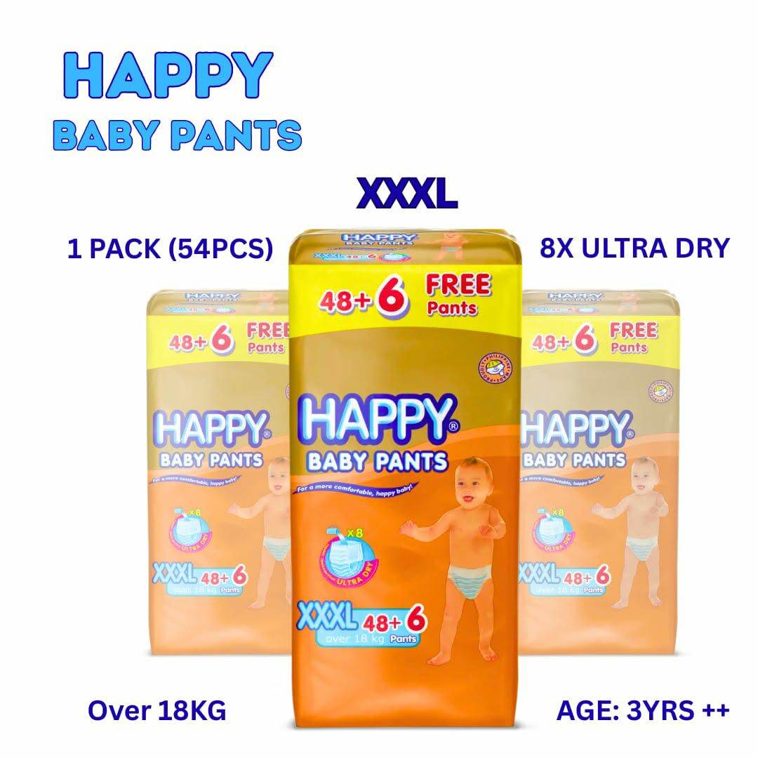 HAPPY BABY PANTS DIAPER 24+3pcs Free Pants - High Absorbency and Comfortable Fit (Medium - 3XL) by JLMB
