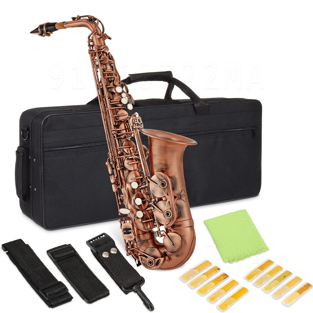 Professional Alto Saxophone E-flat Red Antique Brushed Saxophone Instrument Beginner Gift High Quality Sax