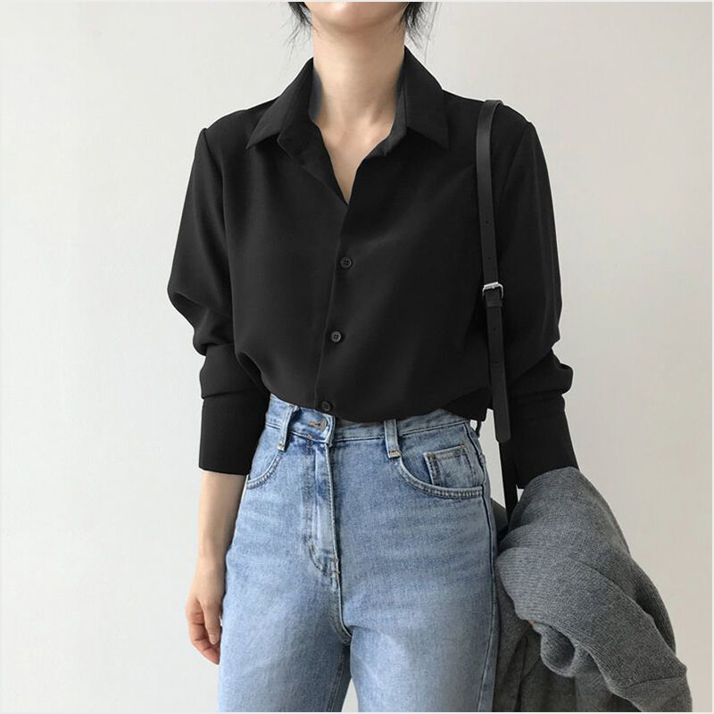 Buy Long Sleeve Polo Women Plain Black online Lazada .ph