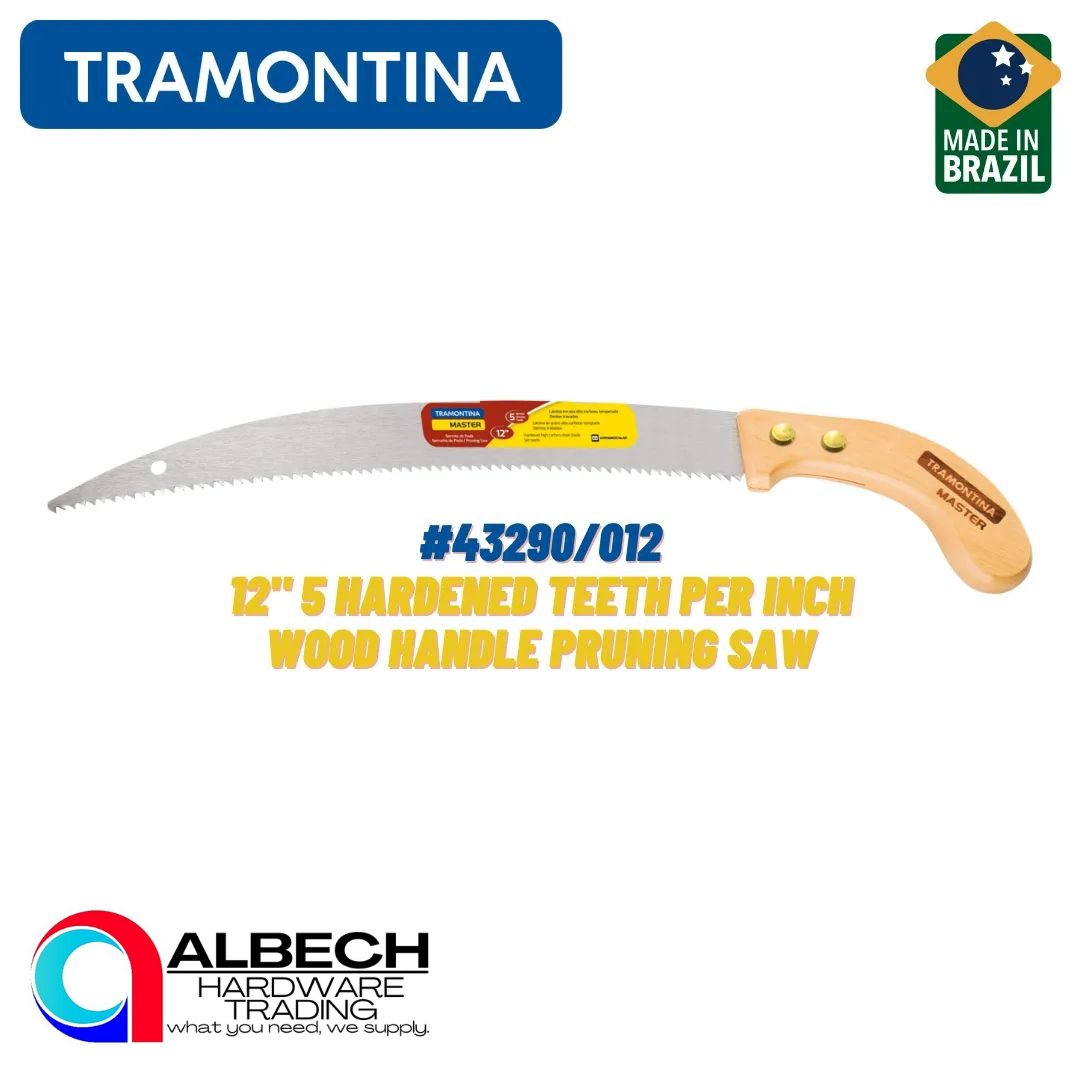 TRAMONTINA 12” BLADE PRUNING SAW WOOD HANDLE 5T HARDENED TEETH PER