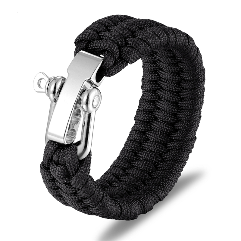 Outdoor Camping Stainless Steel Bracelet Men Paracord Parachute