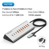 Blueendless | Blueendless Aluminium 10Gbps USB3.2 Gen2 4/10port HUB Docking Station USB-C USB-A Type C Splitter Adapter for PC Laptop macbook