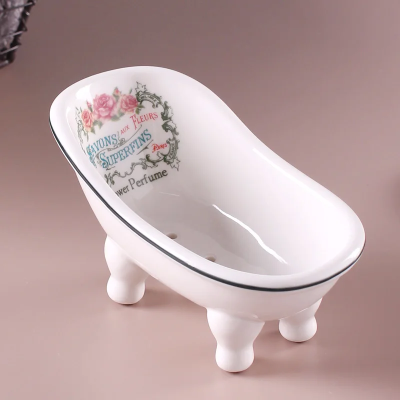 Soap Dish Rack Water Draining Northern Europe INS Bathroom Ceramic Cartoon Soap Box Personalized & Creative Cute Soap Box Household