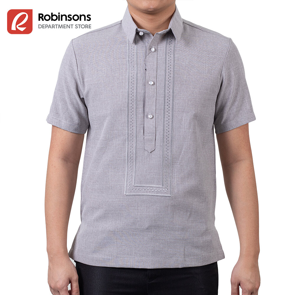 Executive Men's Embroidered Shortsleeves Office Barong (Light Grey ...