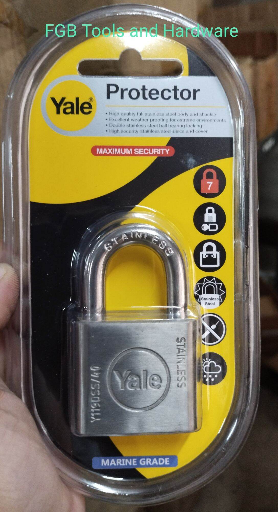 YALE LOCKS Yale stainless steel body padllock MARINE GRADE Y119DSS/40