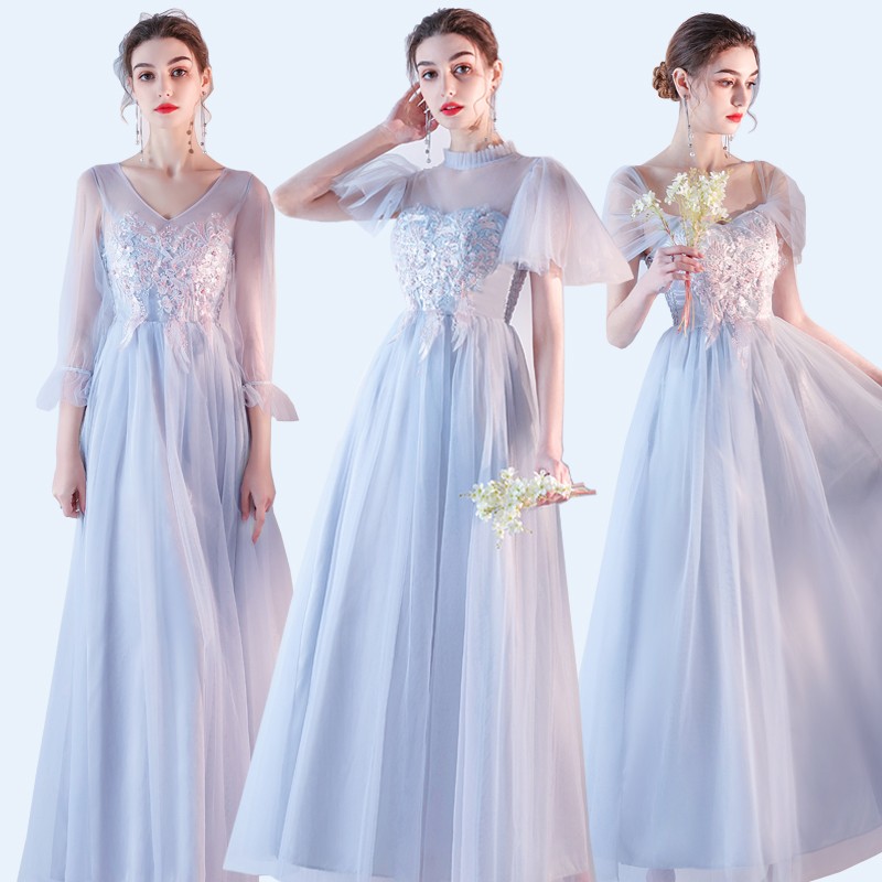Temperamental Gauzy Evening Dress by Fairy (Bluish Grey)