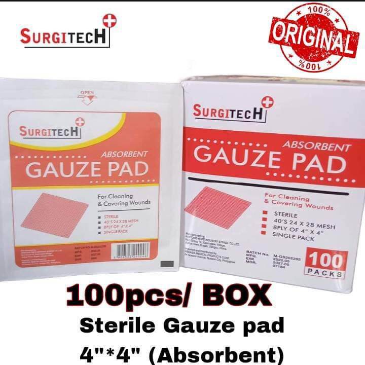 Sterile Gauze Absorbent Pads 4"x4" 8ply (100pcs/BOX)BY SURGITECH ...