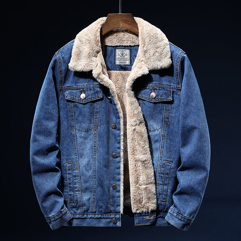 Shop Denim Jacket Men Fur Collar online 