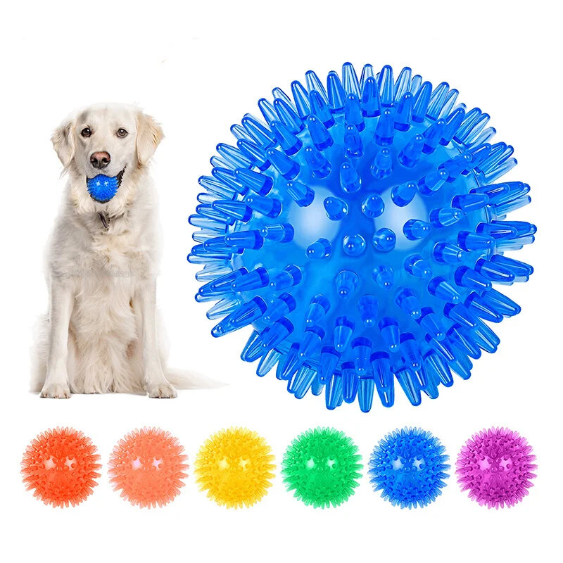 Dog Toys Luminous Sound Toy Bouncy Ball Pet Toy Flash Thorn Ball Molar Tooth Cleaning Toy Cat Dog Accessories. 