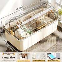 MEIZHUFU | Covered Drainage Dish Rack for Bowls Plates Chopsticks Spoons Space Saving Kitchen Storage Organizer with Water Drainage Feature for Home Kitchen