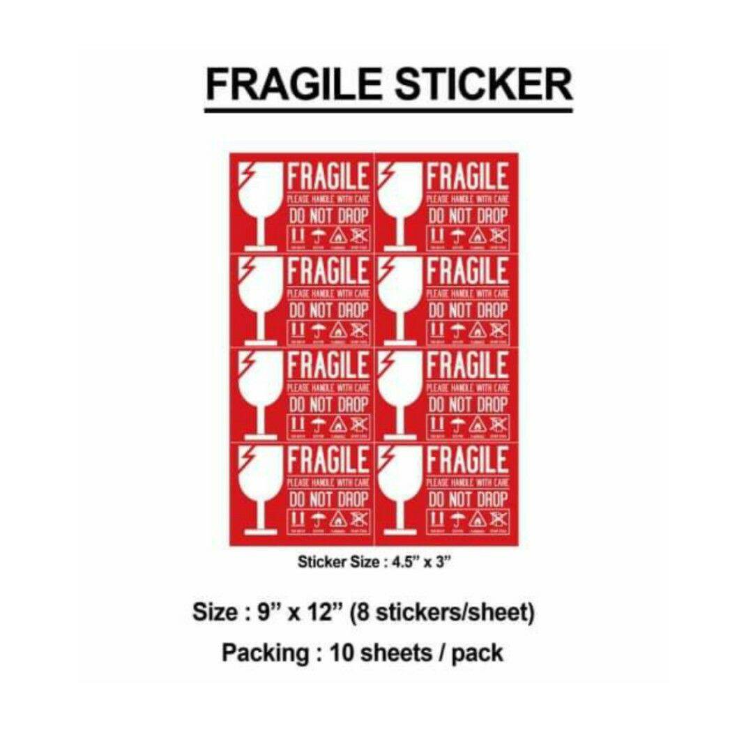 GC 80pcs Fragile Sticker Red Warning Label | Lazada PH