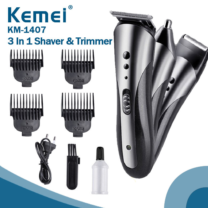 Kemei 3-in-1 Rechargeable Shaver & Trimmer KM-1407