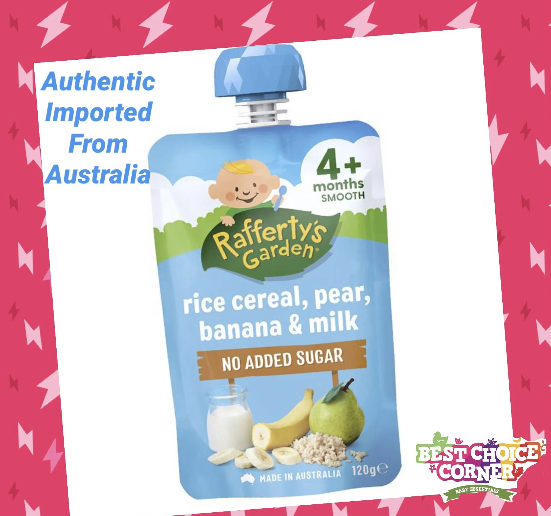 Raffertys Garden Rice Cereal Pear Banana & Milk Baby Food ( 120mg 4+ months )