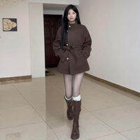 Homecore | Hepburn Style Vintage Brown Short Trench Coat