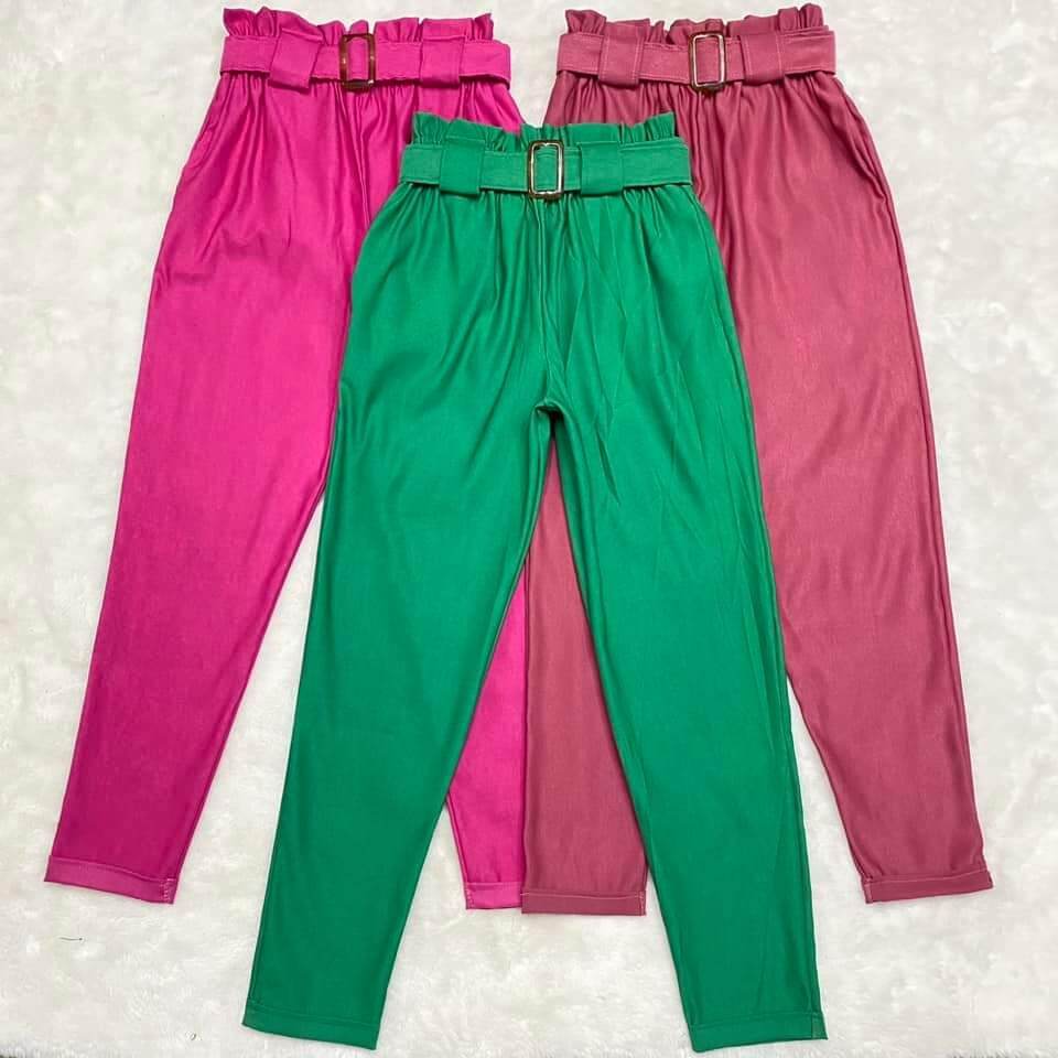 BUCKLE PANTS W/ FREE DETACHABLE BELT (high waist ) Lazada PH