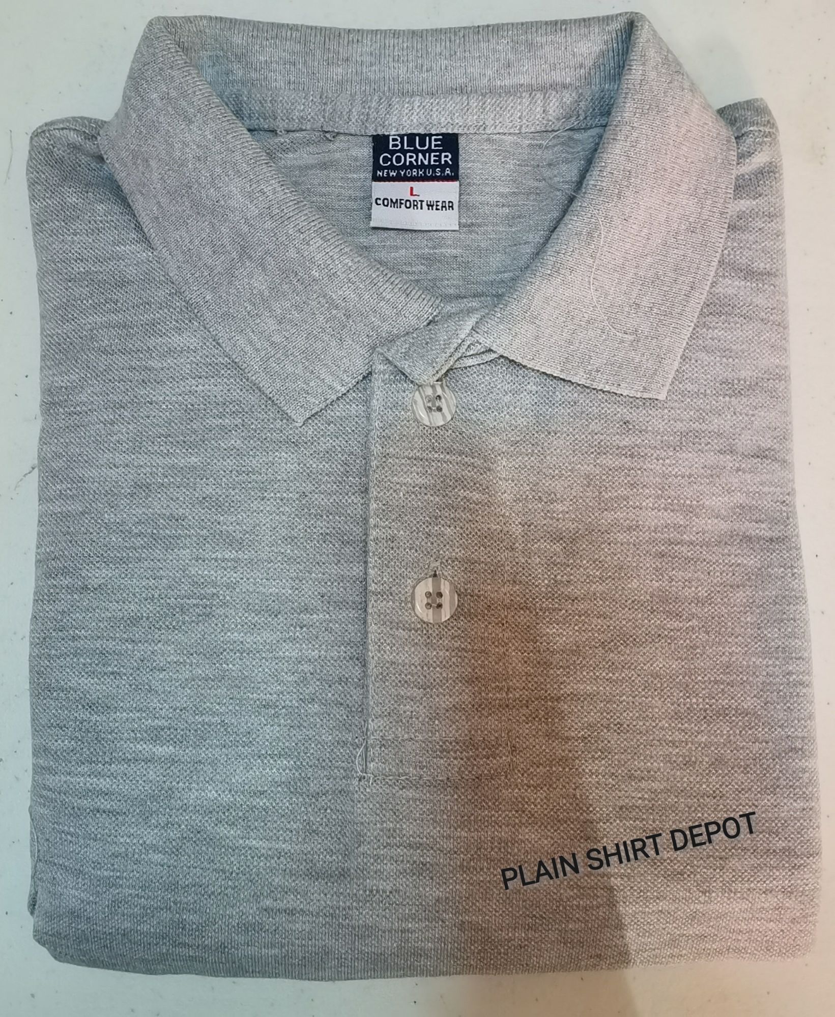 Blue Corner Polo Shirt For Adult Mens Light Gray (Heather White ...