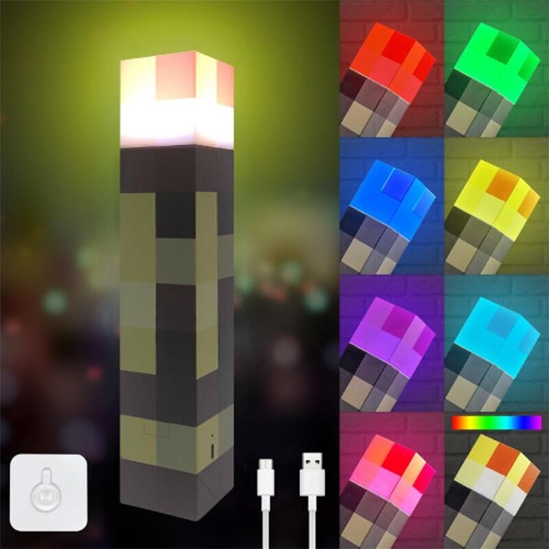 Minecraft Torch Light Minecraft Game Light Flashlight Lamp Bedroom Decoration Nightlight Toys Gift