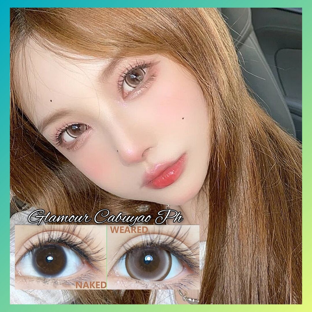 Pearl Brown Doll Eye Contact Lens With Solution And Case Free 60mL 14.50mm With 17mm Effect Doll Eyes Bigger Size Original Sealed And Safe KFDA Approved KGMP And ISO Certified. 