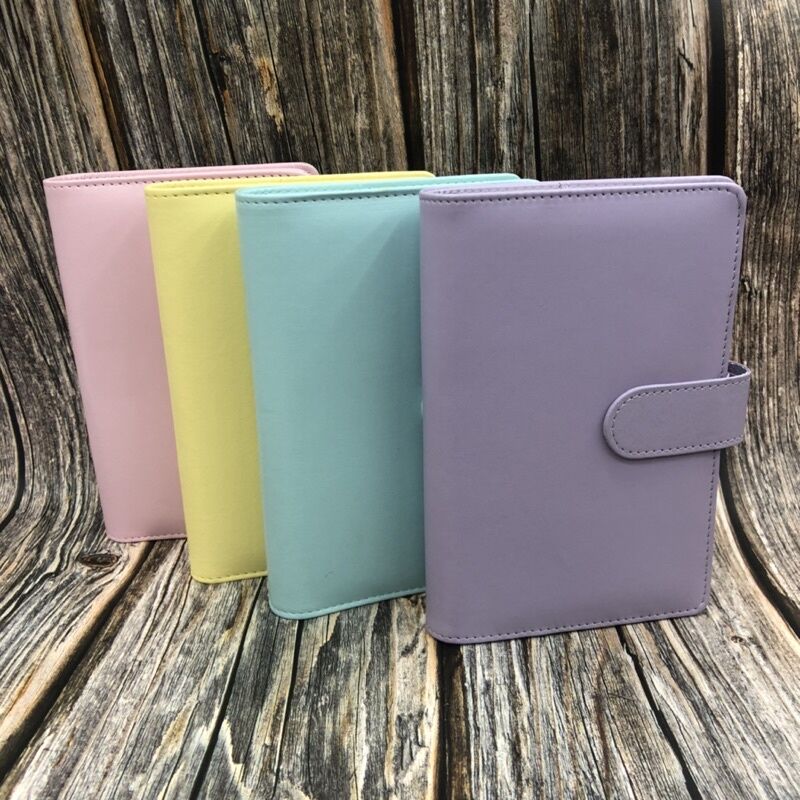 Binder Notebook Leather Cover Lined Pages Refillable notebook Pastel Macaroon