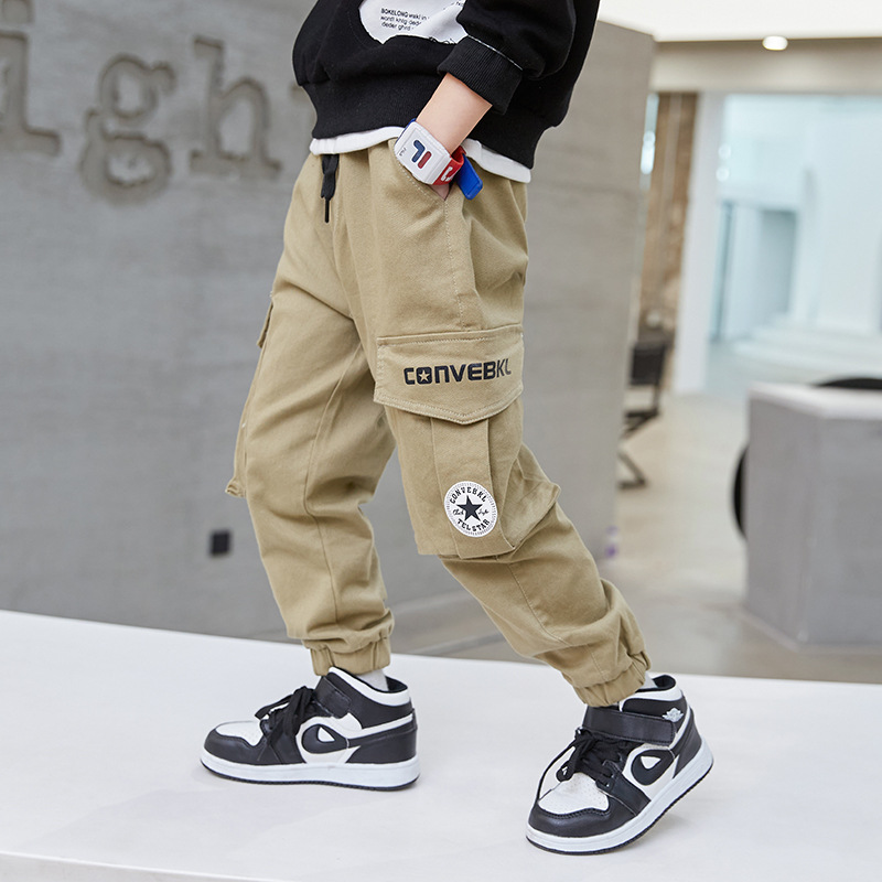 6-14yrs Korean Fashion Jogger Pants for Kids Boy Cargo Pants For Kids Boys  Jogger Pants Kids Boys 4 Pockets Causal Pants Soft Cotton Cargo Pants  130-160 CM