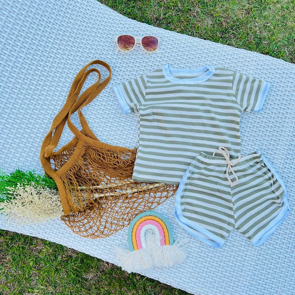 [ONHAND] Kid's Pastel Striped Dopod Shorts and Shirt Set (Recommended ...