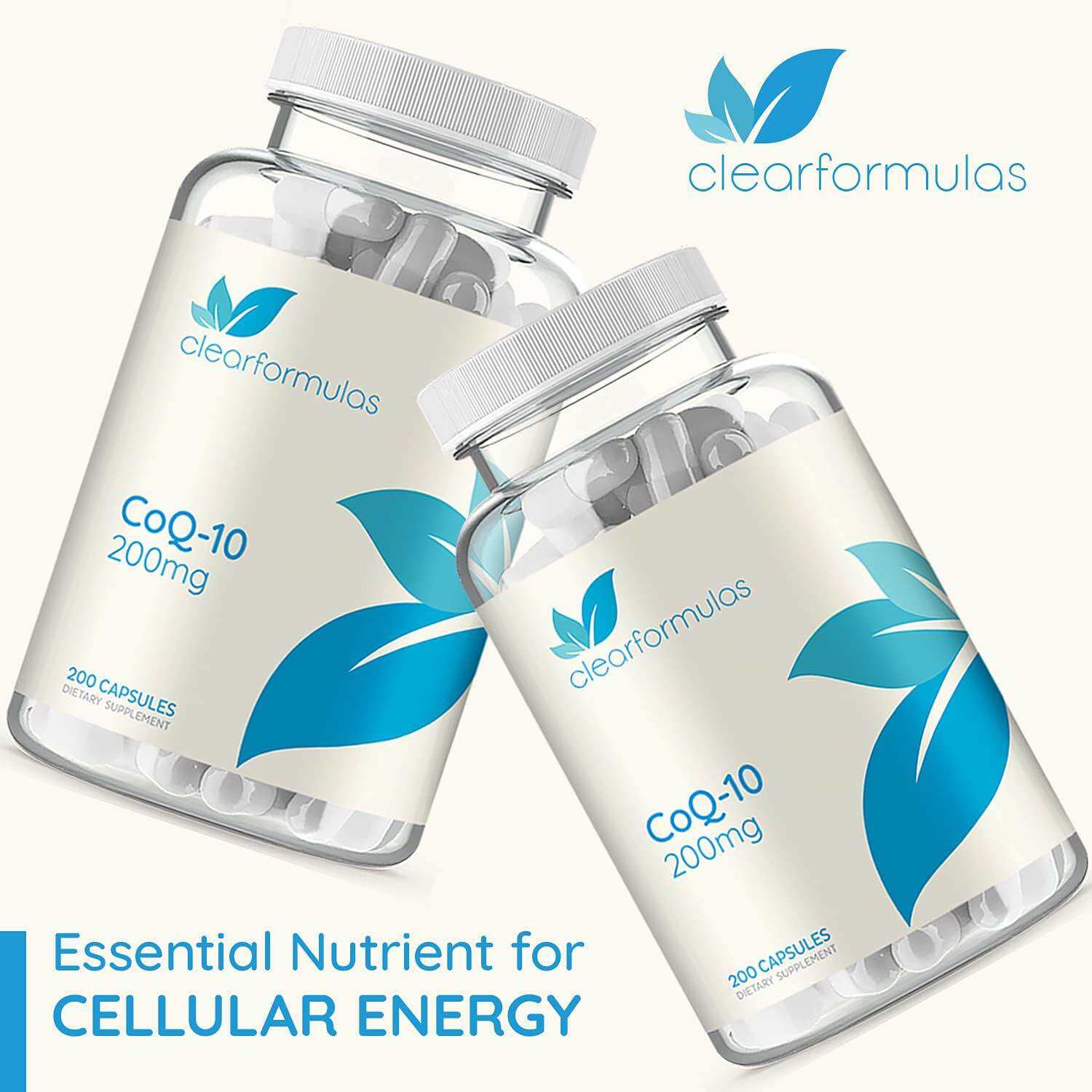 Clear Formulas CoQ10 200mg 200 Capsules Quick Absorption Non-GMO Expiration Date:April 2026.. 