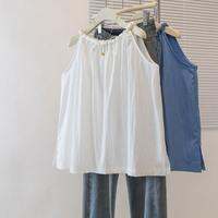 SHIMANQING | French Style Blue Sleeveless Slimming Halter Top
