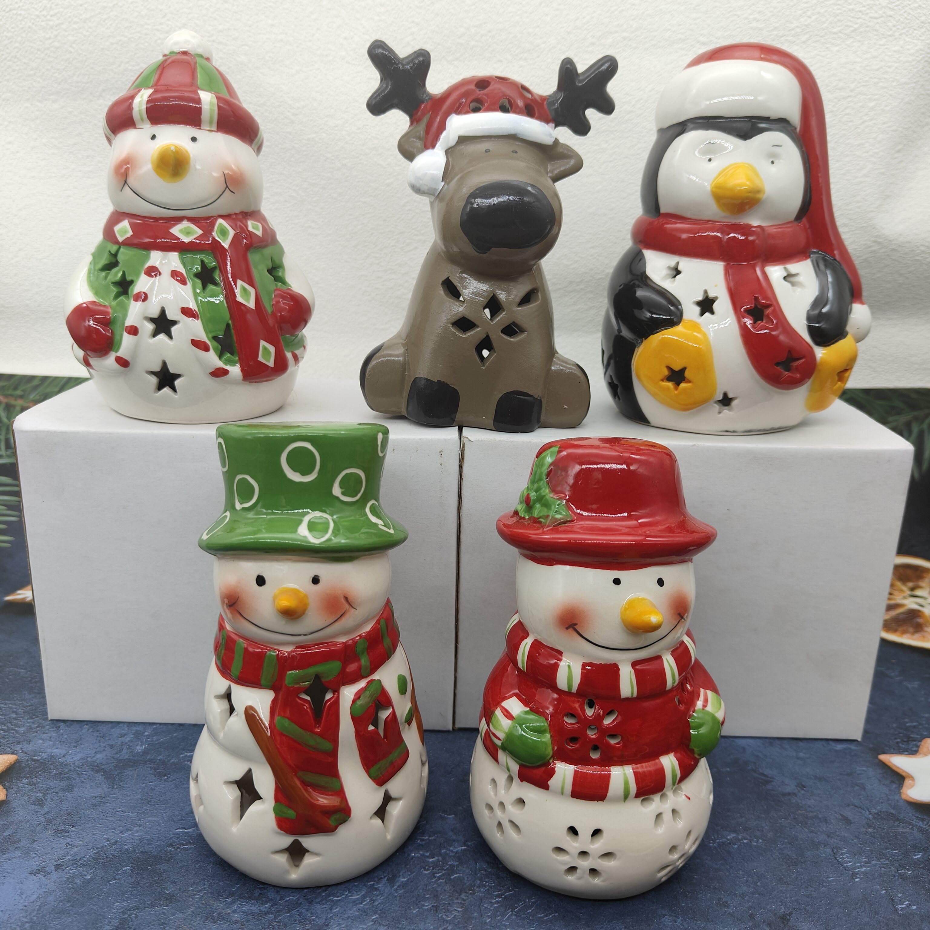 Product photo of Glazed Ceramic Snowman Christmas Lantern from its Lazada listing