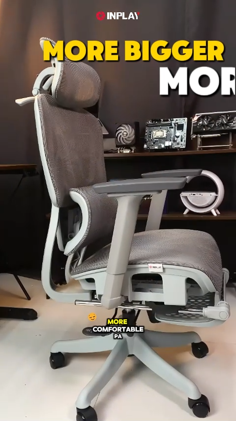 INPLAY EF100-G Ergonomic Chair Adjustable Breathable Design Long