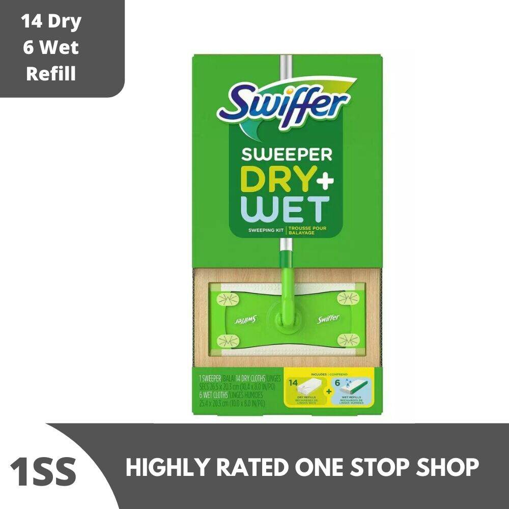 Swiffer Sweeper Dry + Wet Sweeping Kit (1 Sweeper, 14 Dry Cloths