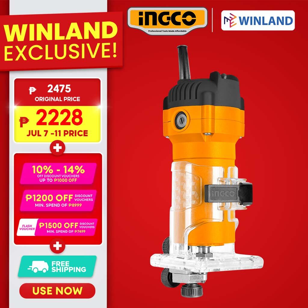 Ingco By Winland Laminate Palm Router Trimmer Watts With Free Pcs Ingco Spring Clamp Plm