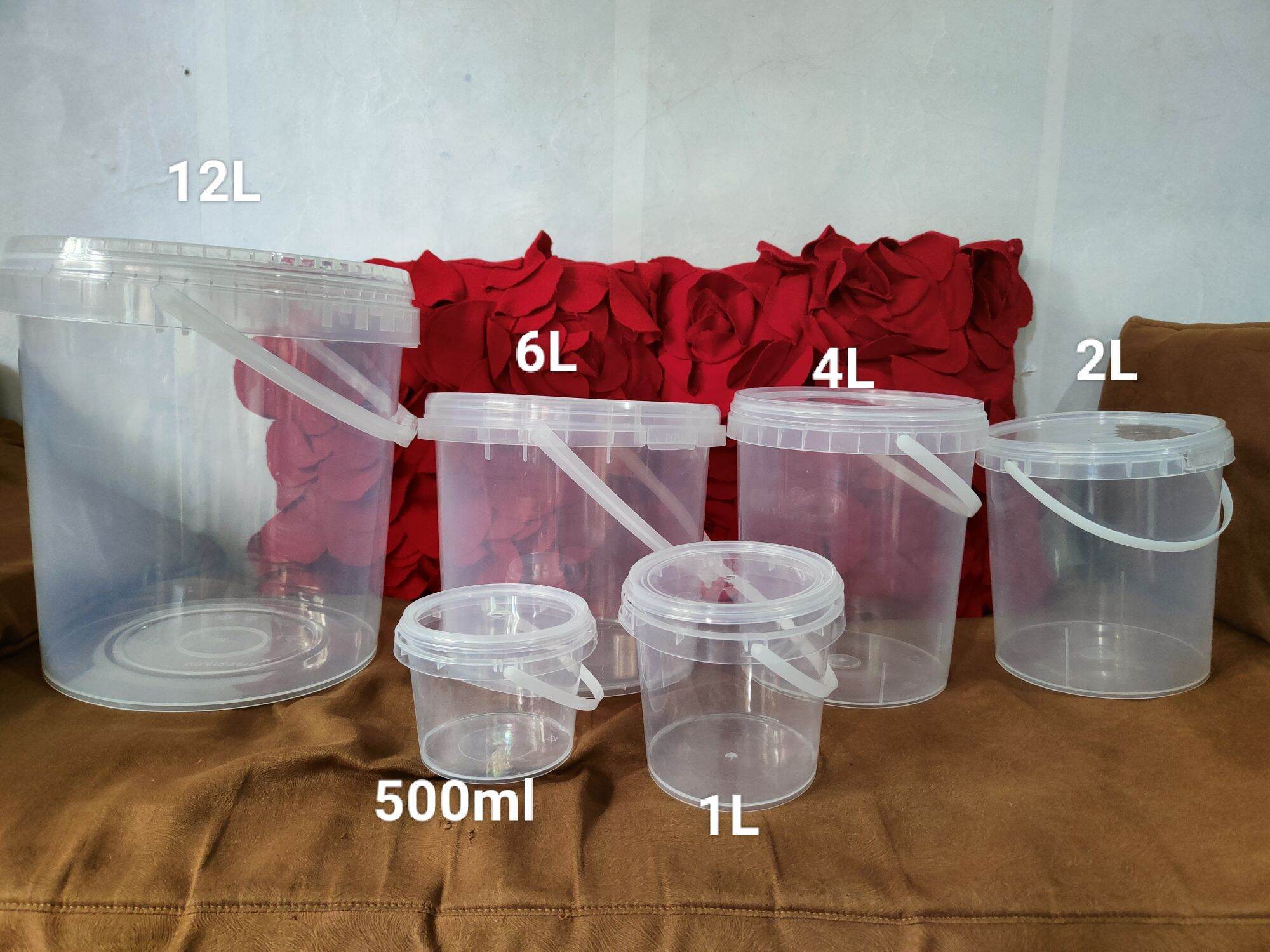 12L (12 Liters) CLEAR PLASTIC BUCKET WITH LID & HANDLE Lazada PH