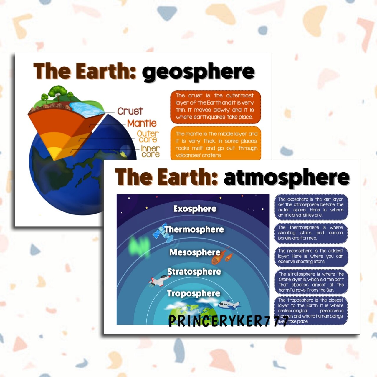 THE EARTH CHARTS | A4 Size Laminated Educational Wall Chart | Science Chart | Earth Atmosphere, Earth Geosphere | Chart for Kids Toddlers Preschool Learners Teachers