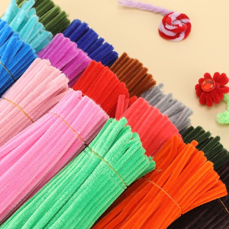 100PCS Fuzzy Wires | DIY Craft Stems | Colored Pipe Cleaners | Fuzzy Chenille Stems Twist Wire. 