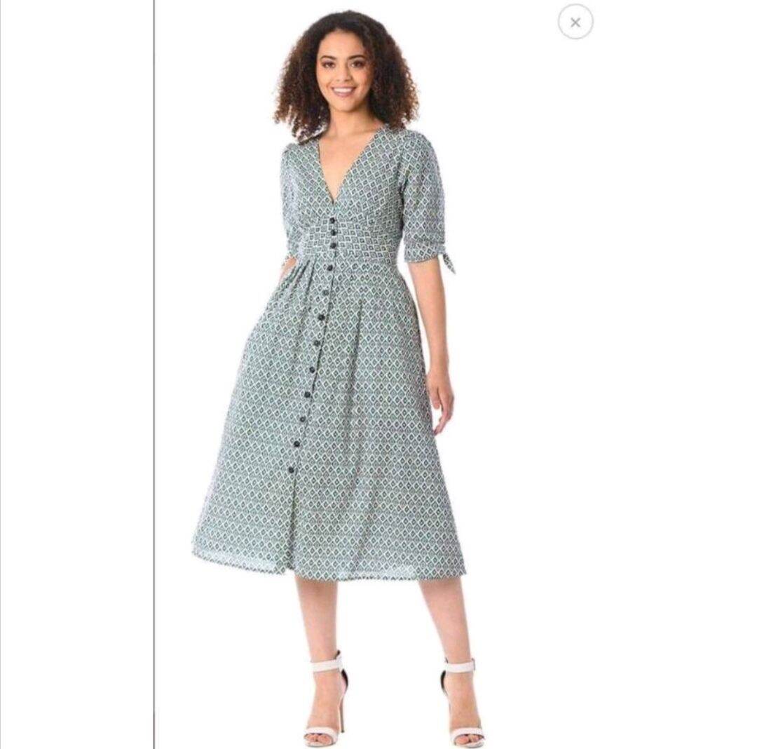 Fashion Casual Button Down Maxi Dress Retro Chiffon Dress 8691