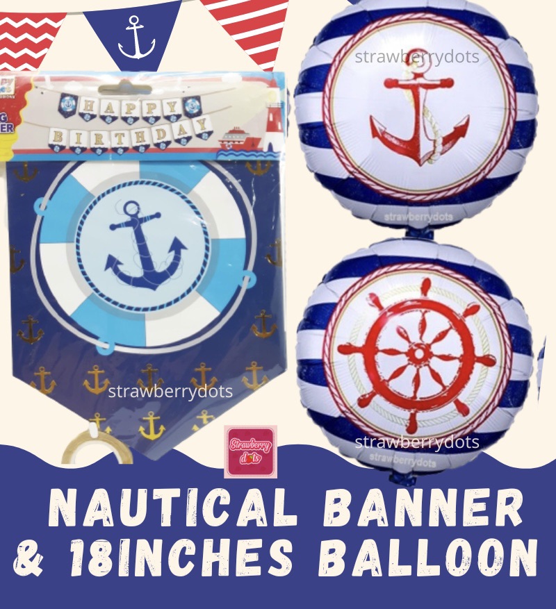 Nautical Theme Party Nautical Balloon Nautical Banner Nautical Party Ship  Party